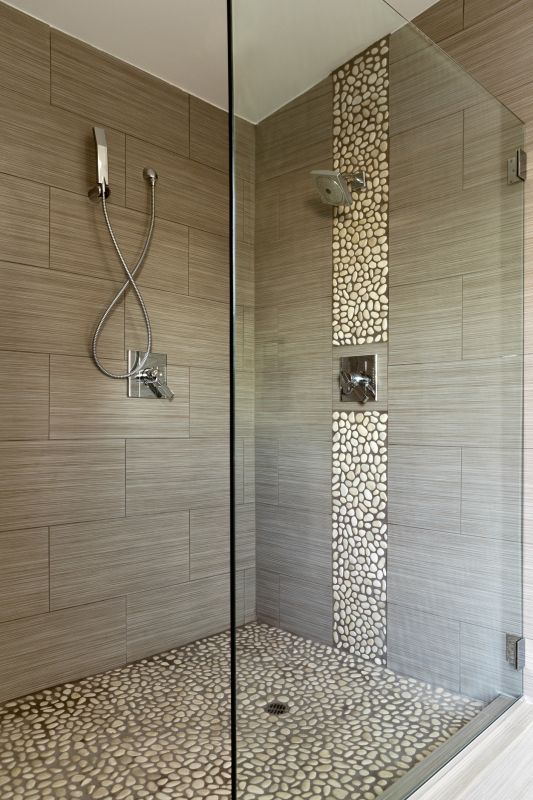 Contemporary Shower with Custom Tiles